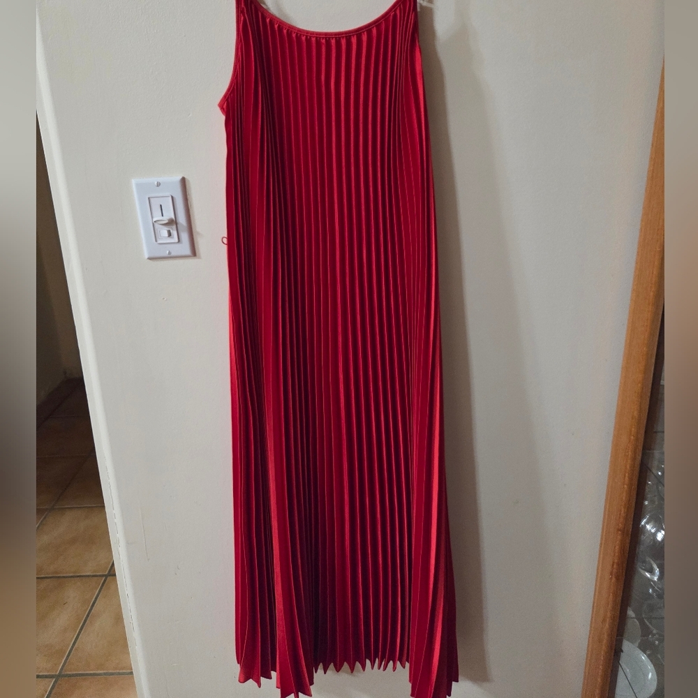 Sam Edelman Hammered Satin Plissé Dress